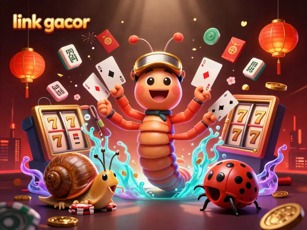 Experience the thrill with link gacor through vibrant slot gaming in this dynamic 3D illustration.